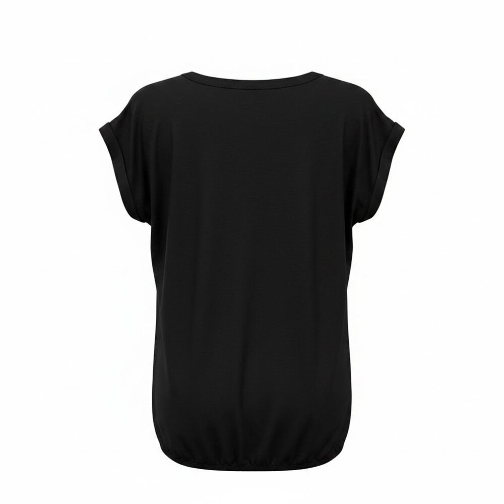 NWT Soya Concept Black Scoop Neck Rolled Short Sleeve Top #1770 Size XS - Picture 6 of 11